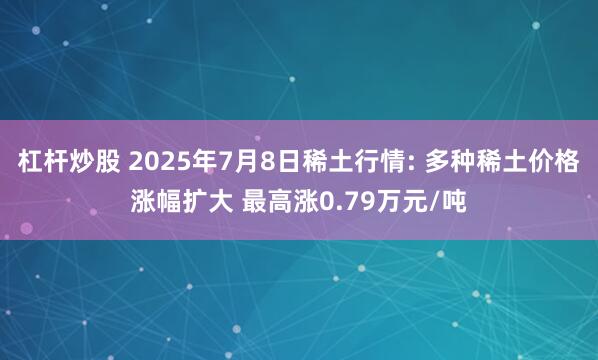 杠杆炒股 2025年7月8日稀土行情: 多种稀土价格涨幅扩大 最高涨0.79万元/吨